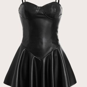Women's Black Faux Leather Shirt